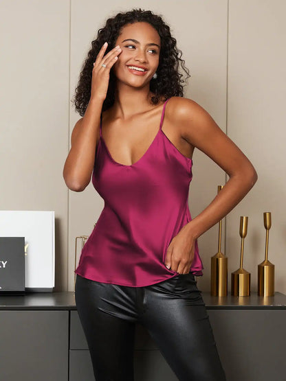 100% Mulberry Silk Spaghetti Strap Basic Camisole Top