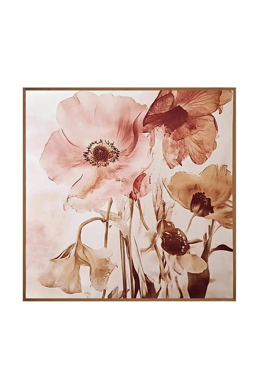100% Mulberry Silk Floral Square Scarf with Gold Trim 53*53 cm