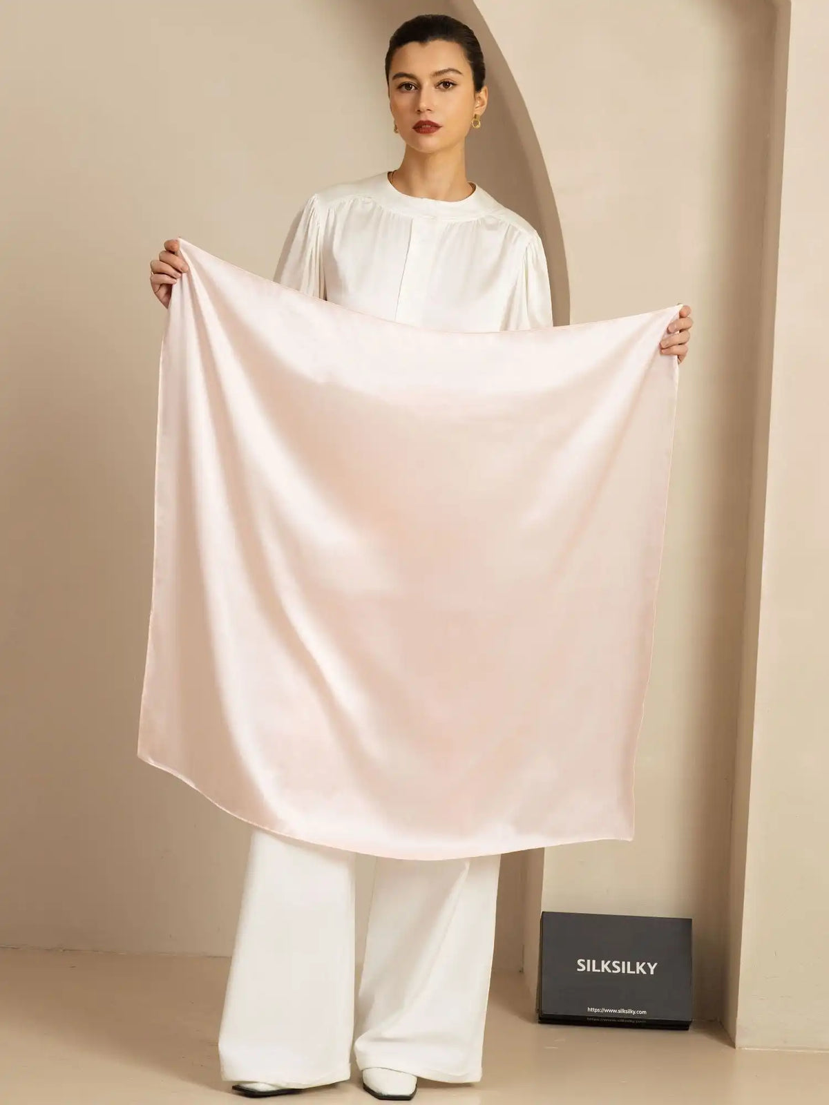 100% Mulberry Silk Classic  Elegant Square Scarf - Size 90x90cm