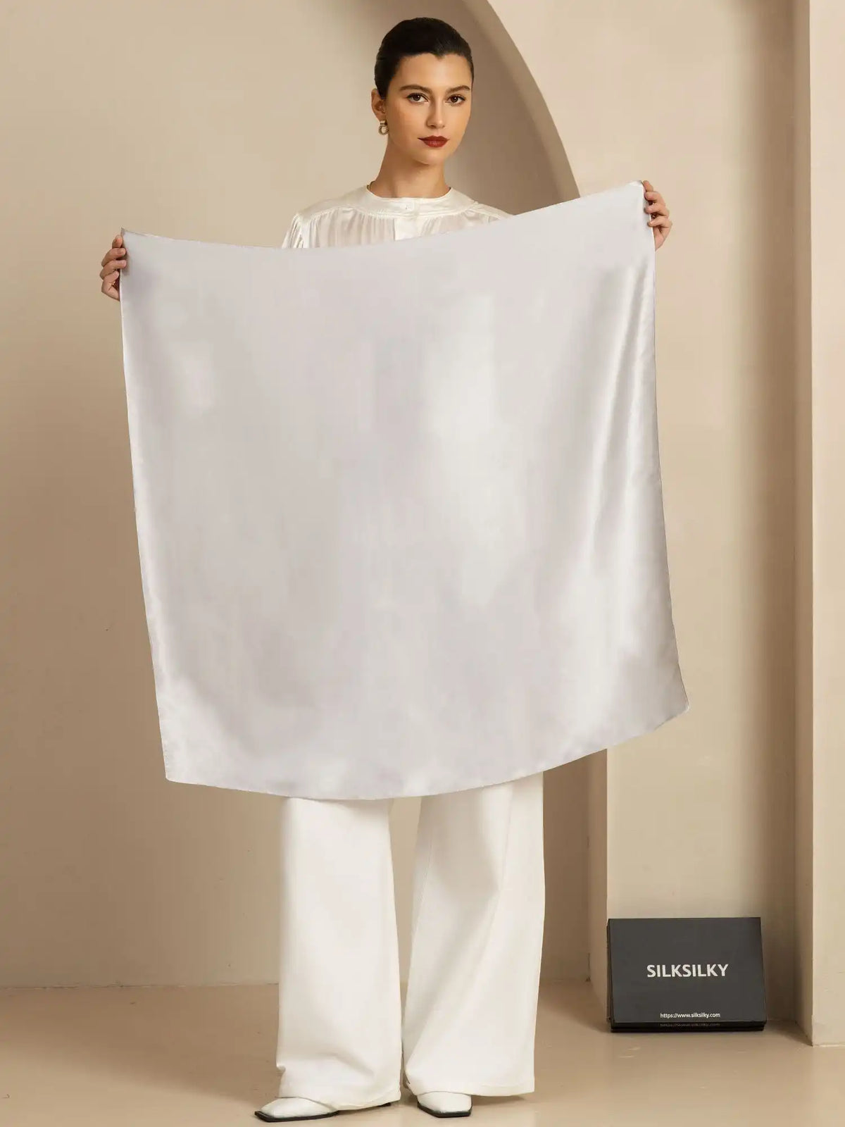 100% Mulberry Silk Classic  Elegant Square Scarf - Size 90x90cm
