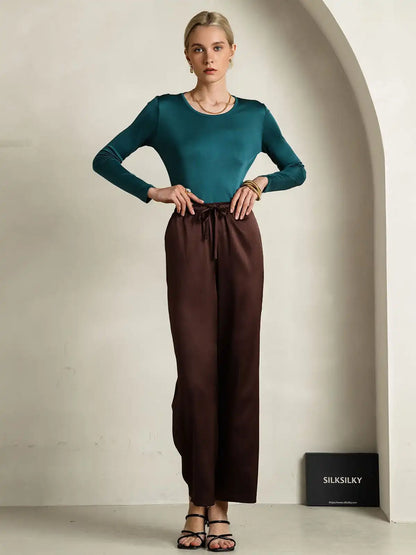 Women's Silk Long Sleeve Round Neck Top