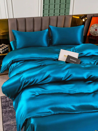 25Momme 4Pcs Silk Set Duvet Cover+Flat Sheet+2x Pillowcases