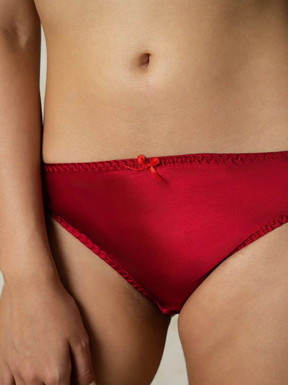100% Mulberry Silk Classic Bikini Panty with Bow