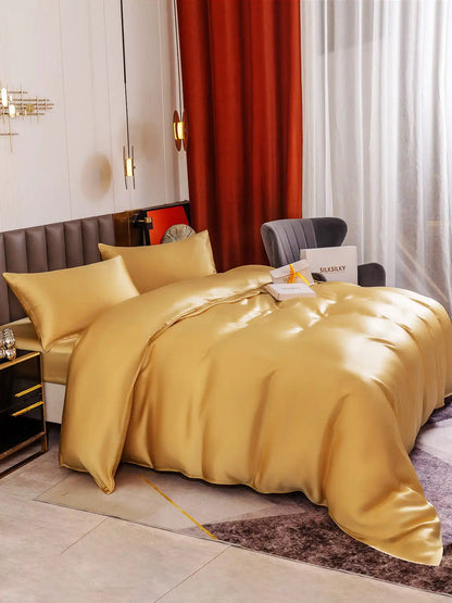 19Momme 4Pcs Silk Set Duvet Cover+Fitted Sheet+2x Pillowcases