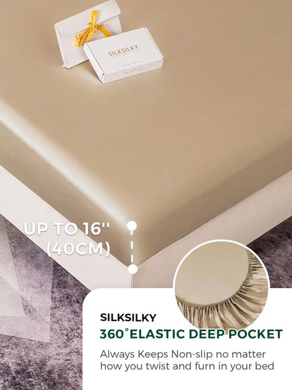 19Momme 3Pcs Silk Set Fitted Sheet+2x Pillowcases