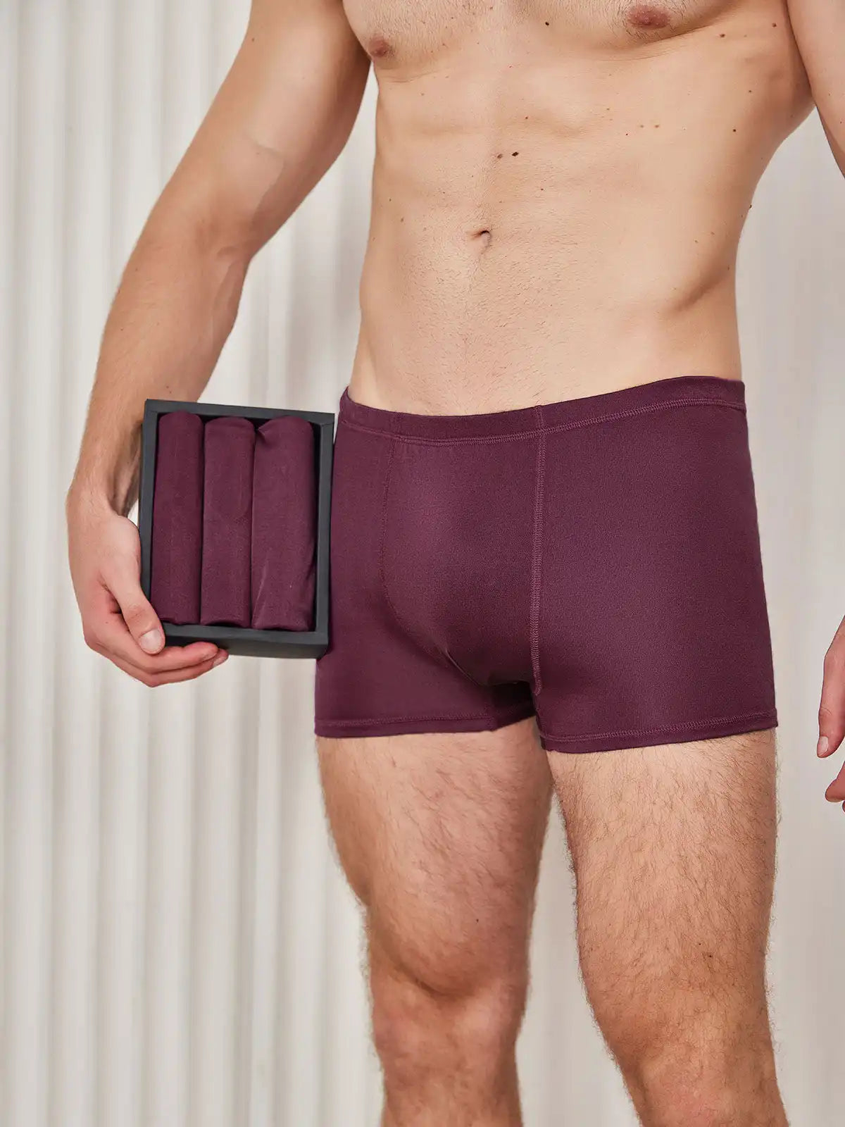 3Pcs Men‘s 100% Mulberry Silk Boxer Briefs Underwear