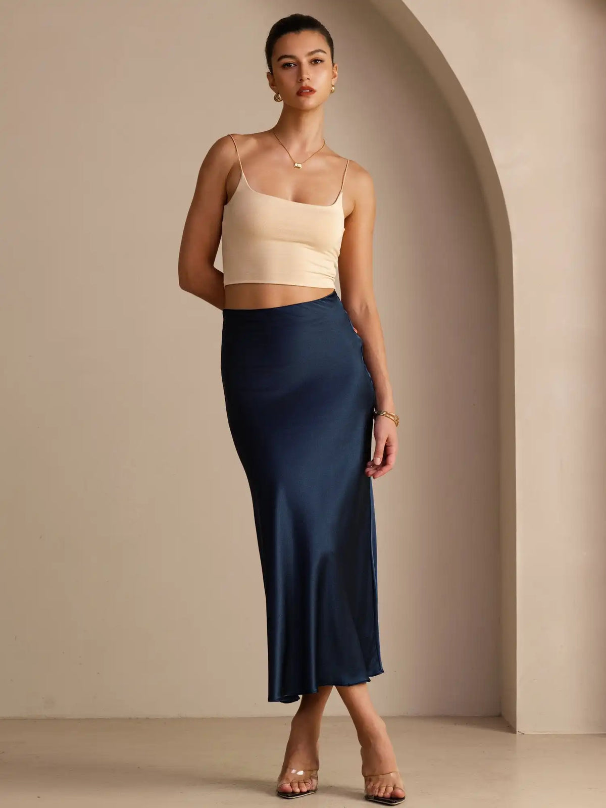 19Momme Silk High Waist Elegant Maxi Skirt