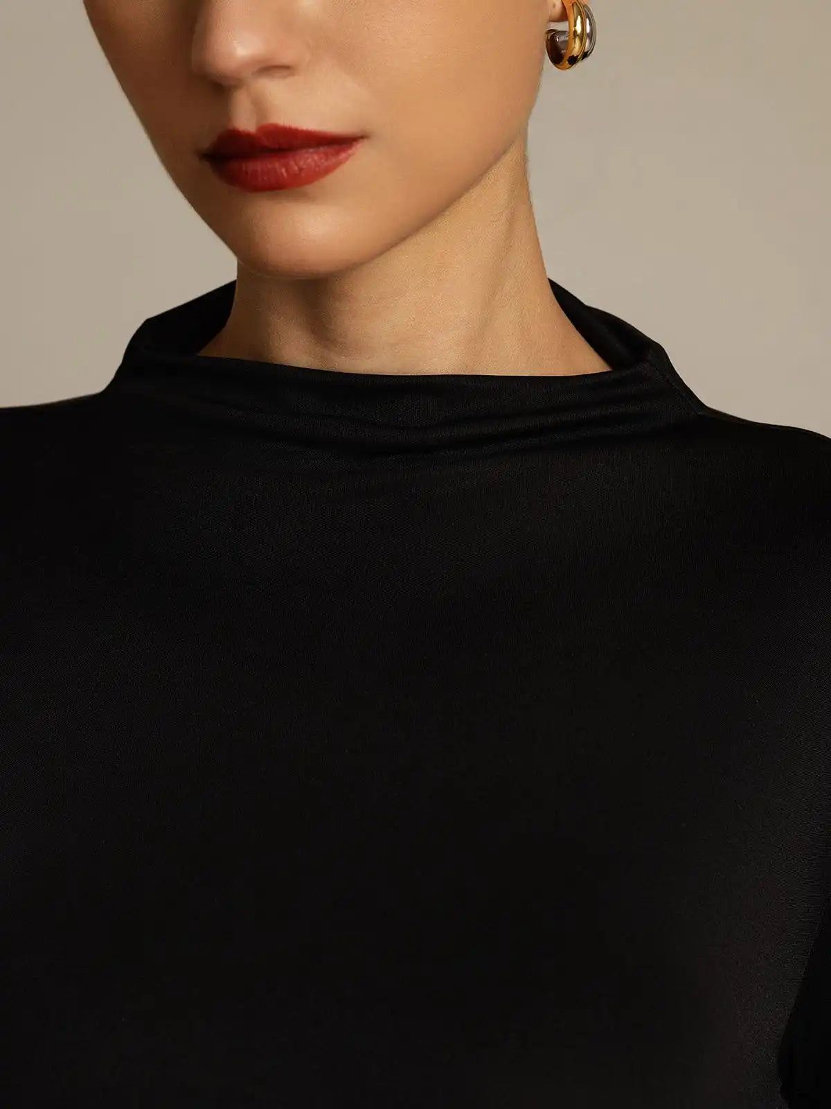 Women's 100% Mulberry Silk Long Sleeve Mock Top