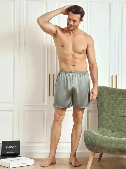 100% Mulberry Silk Men's Lounge Shorts Sleep Bottoms