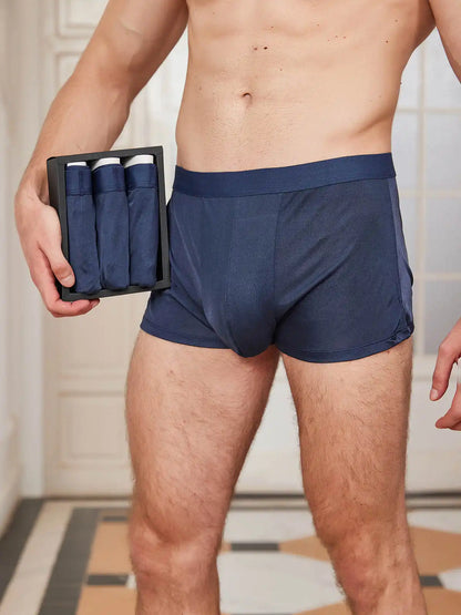 3Pcs Mens 100% Mulberry Silk Boxer Briefs Underwear
