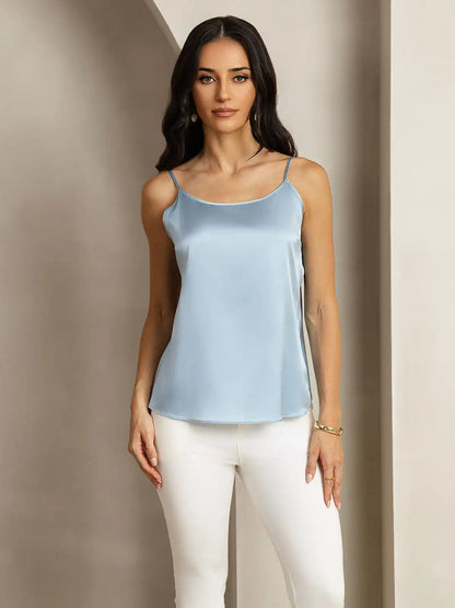19Momme Silk Spaghetti Strap Round Neck Camisoles