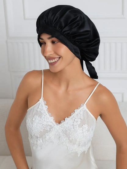 100% Mulberry Silk Elegant Bonnet with Long Ribbons