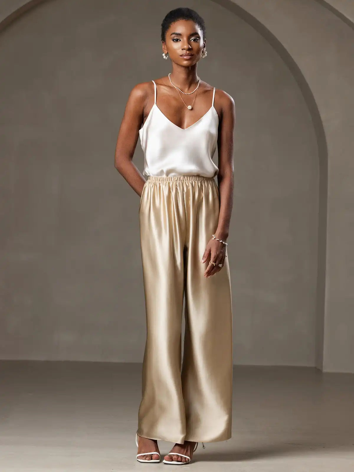 100% Mulberry Silk Spaghetti Strap V Neck Camisole Top
