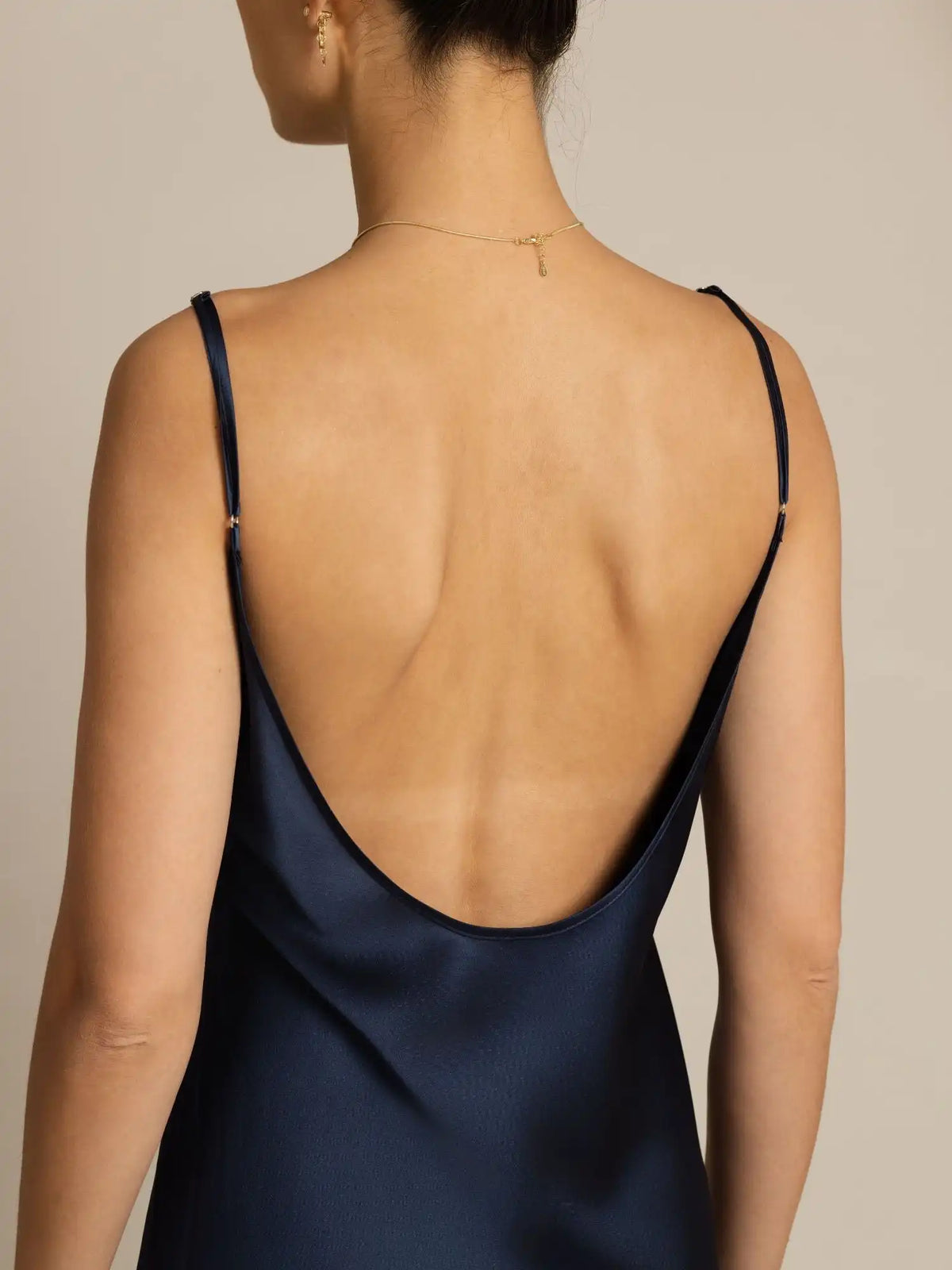 19Momme Silk Scoop Neck Backless Spaghetti Strap Midi Dress