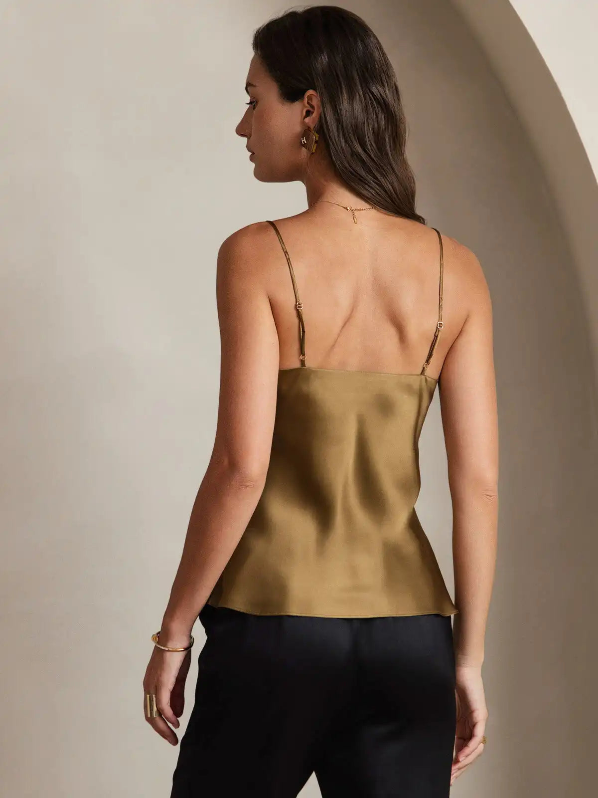 100% Mulberry Silk Spaghetti Strap V Neck Camisole Top