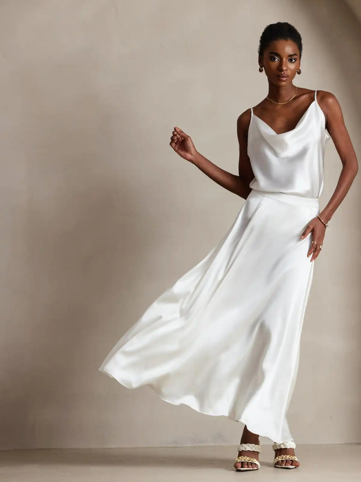 19Momme Silk Cowl Neck Camisole Top
