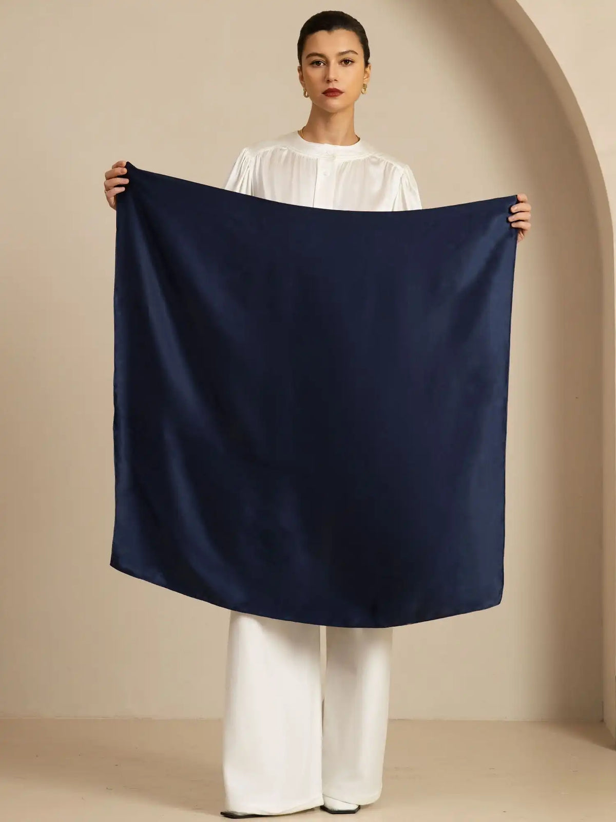 100% Mulberry Silk Classic  Elegant Square Scarf - Size 90x90cm