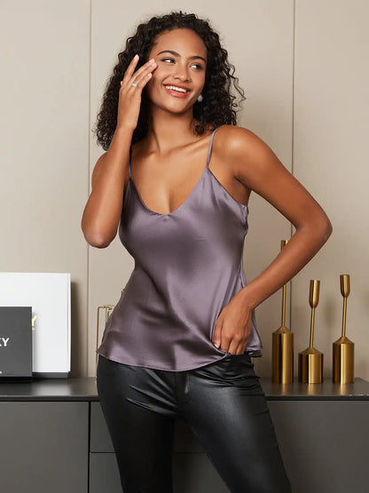 100% Mulberry Silk Spaghetti Strap Basic Camisole Top