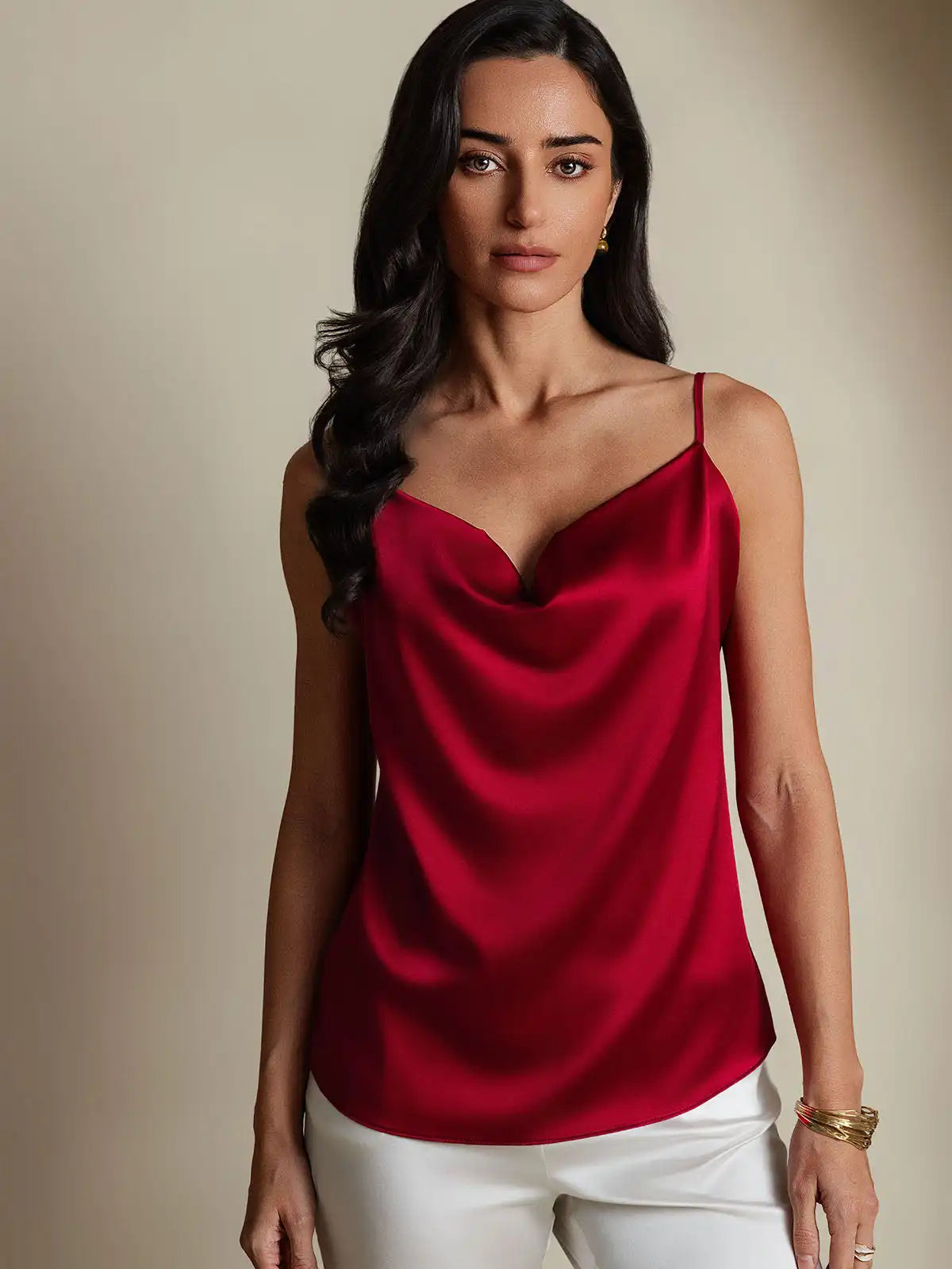 19Momme Silk Cowl Neck Camisole Top