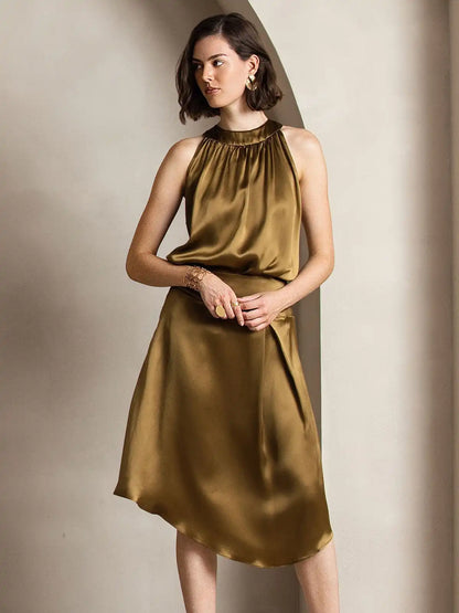 19Momme Silk Sleeveless Halter Neck Women's Top