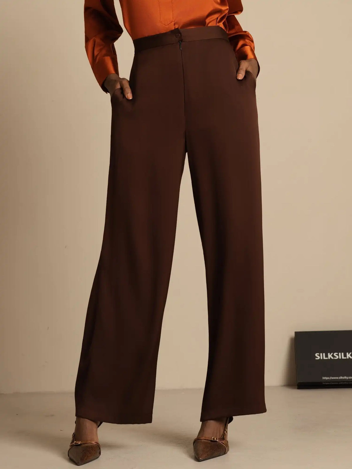 Clearance - 19Momme Silk Women’s Wide-Leg High-Waist Business Casual Pants