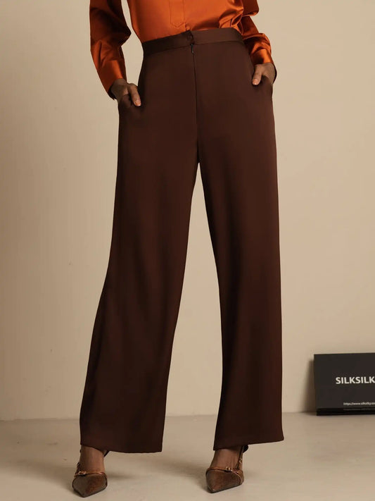 Clearance - 19Momme Silk Women’s Wide-Leg High-Waist Business Casual Pants