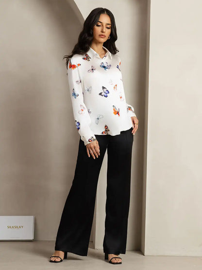 Women’s 19 Momme Silk Long Sleeves Button-Up Shirt