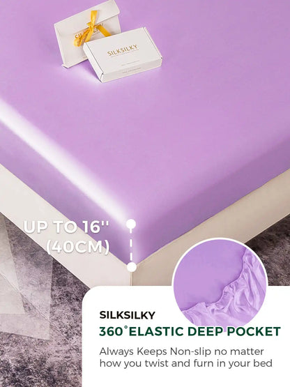 19Momme 3Pcs Silk Set Fitted Sheet+2x Pillowcases