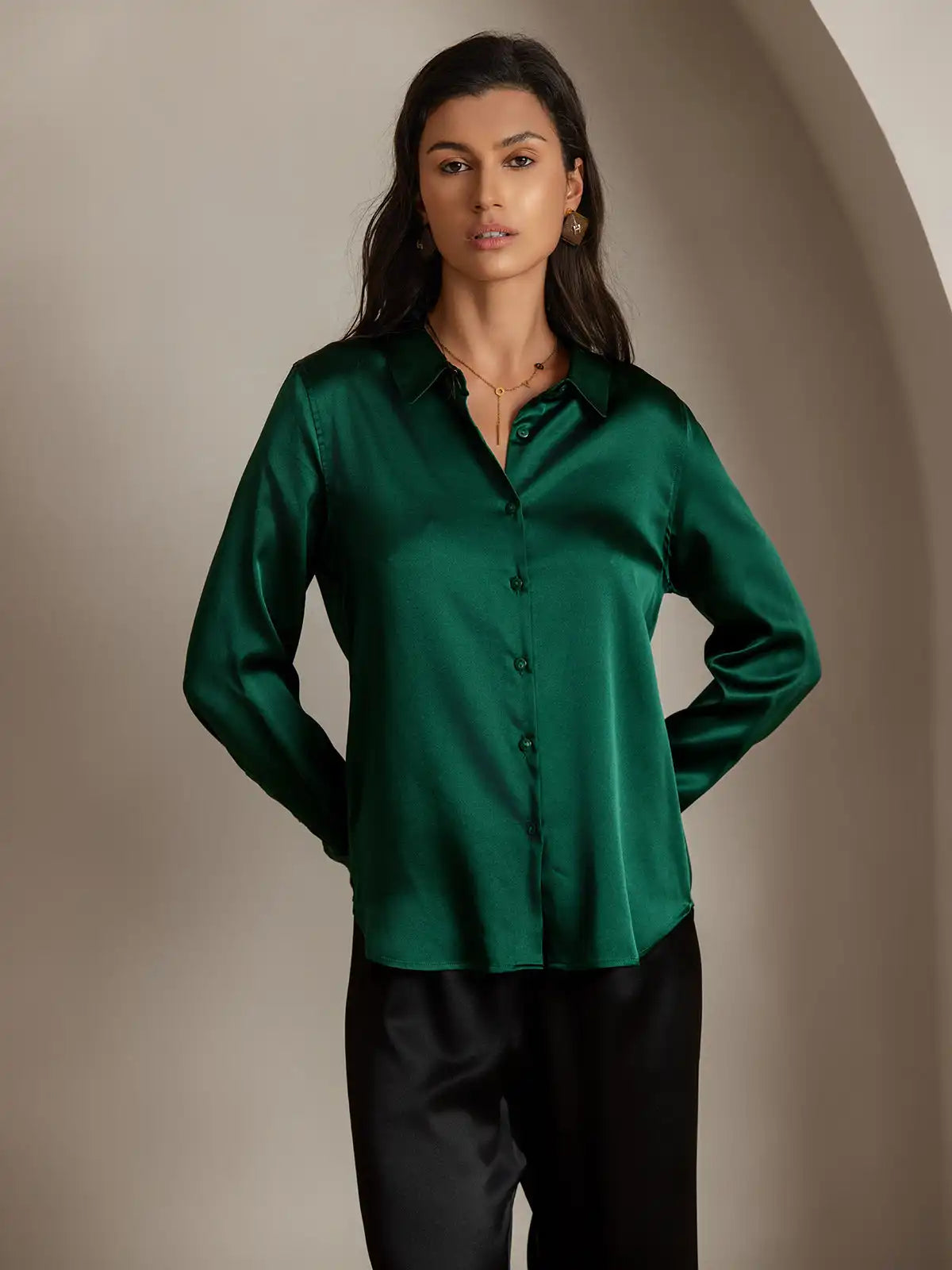 Women’s 19 Momme Silk Long Sleeves Button-Up Shirt