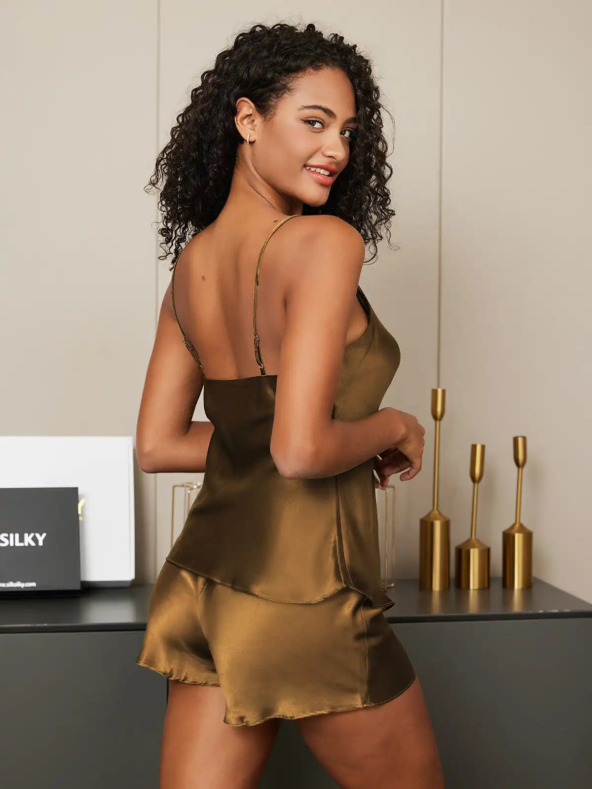 100% Mulberry Silk Spaghetti Strap Camisole Set