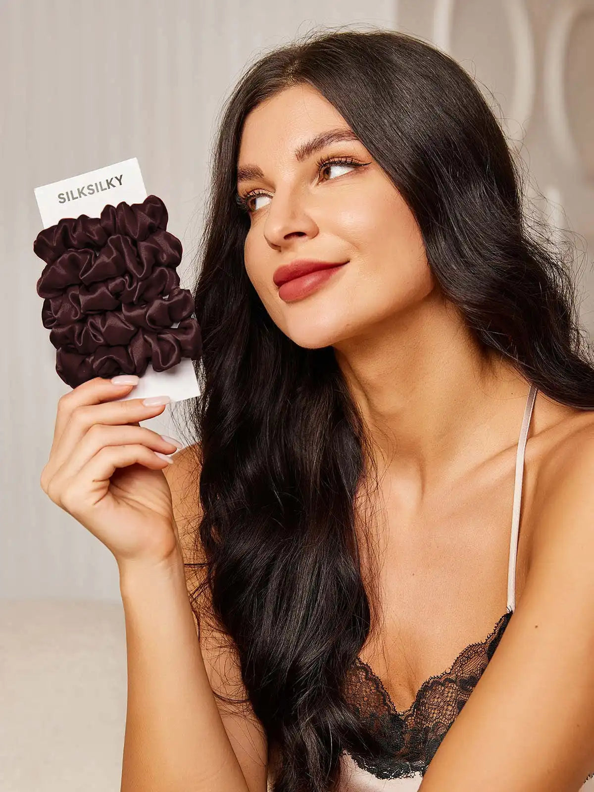 5Pcs Bundle 100% Mulberry Silk Classic Hair Scrunchies - 2cm