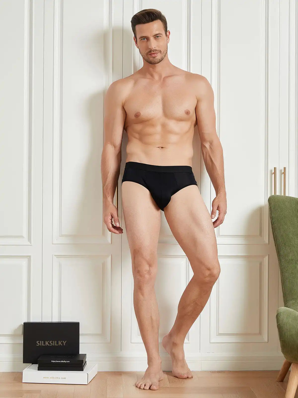 3Pcs Men Briefs Breathable 100% Mulberry Silk Underwear
