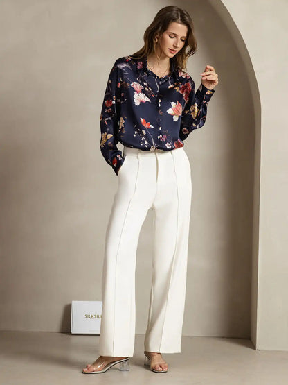 Women’s 19 Momme Silk Long Sleeves Button-Up Shirt