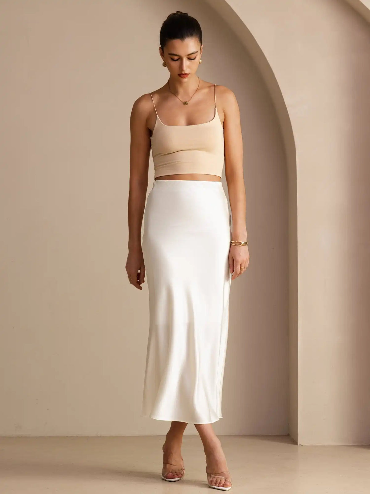 19Momme Silk High Waist Elegant Maxi Skirt