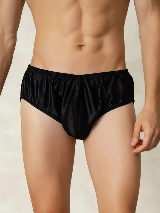 100% Mulberry Silk Briefs Men's Underwear with Elastic Waistband
