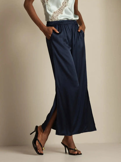 Clearance - Women's 19Momme Silk Wide Leg Split Pants