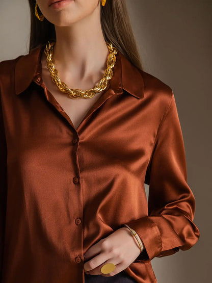 Women’s 19 Momme Silk Long Sleeves Button-Up Shirt