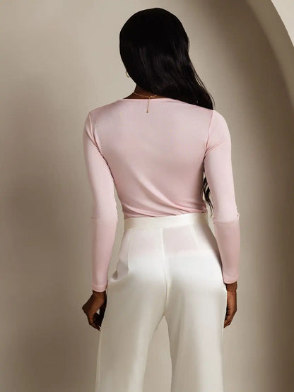Women's Silk Long Sleeve Round Neck Top