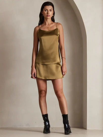 19Momme Silk Spaghetti Strap Round Neck Camisoles