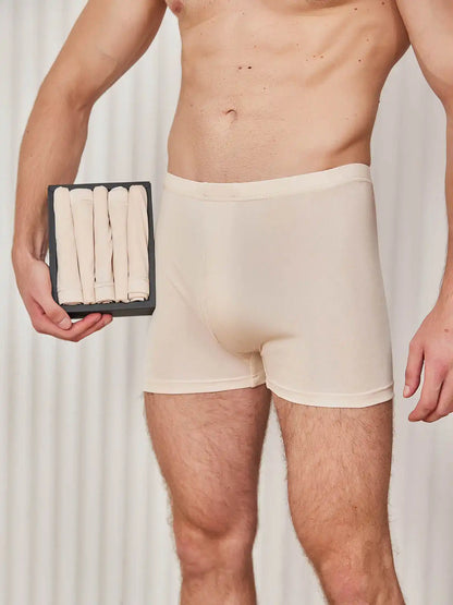 5Pcs 100% Mulberry Silk Men‘s Boxer Briefs with Fly Opening