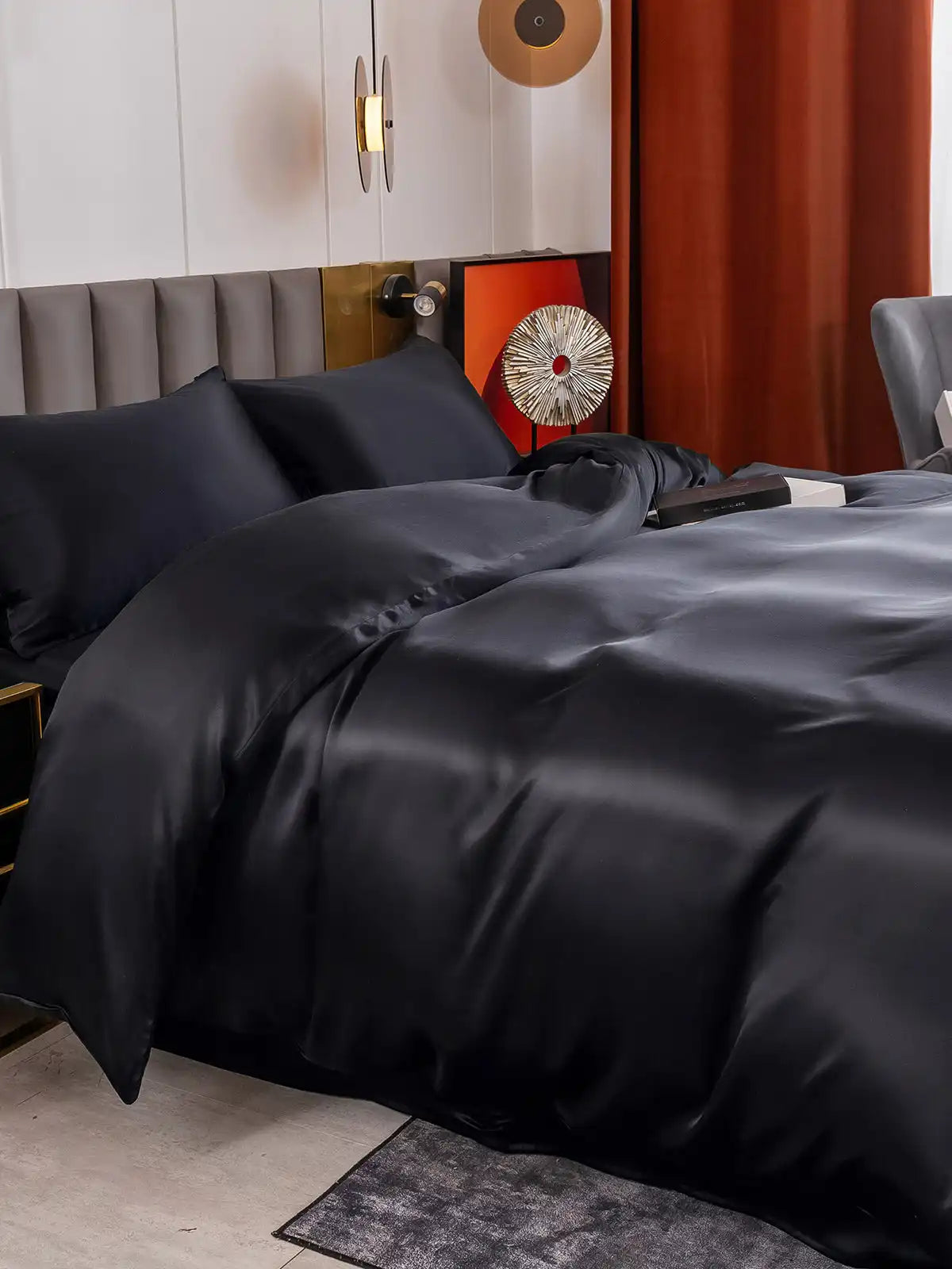 19Momme 4Pcs Silk Set Duvet Cover+Flat Sheet+2x Pillowcases