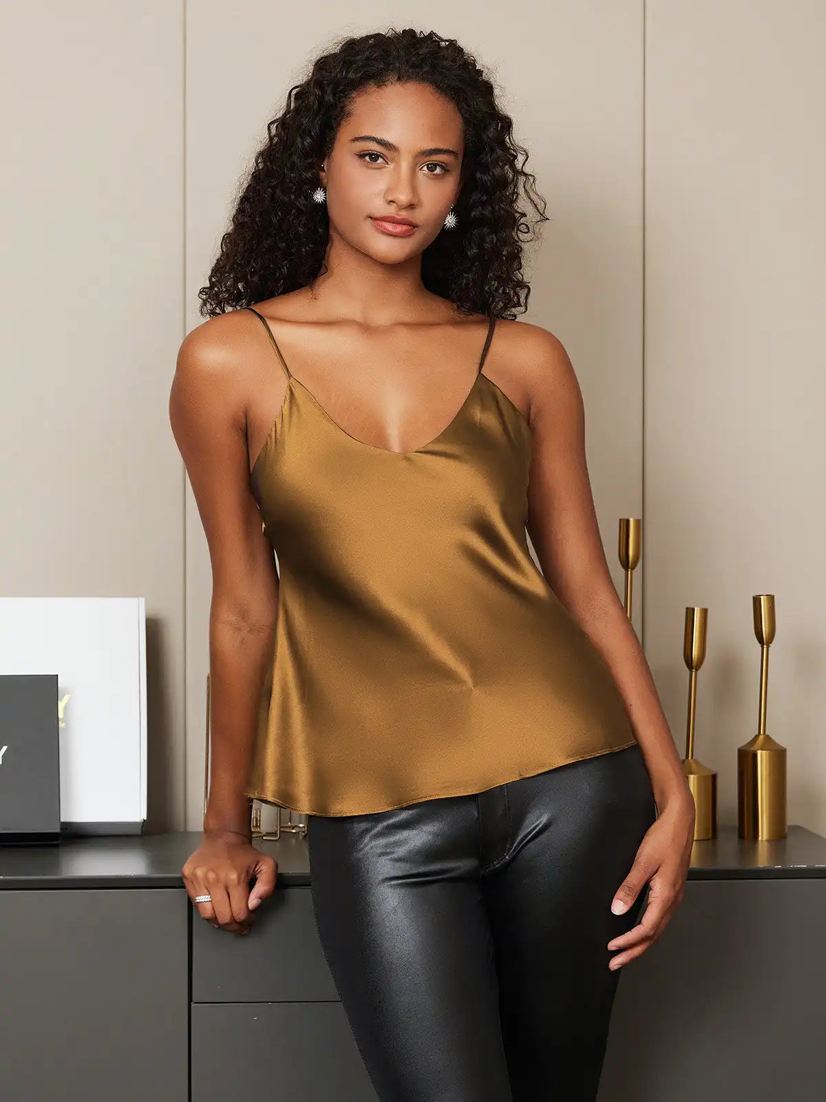 100% Mulberry Silk Spaghetti Strap Basic Camisole Top