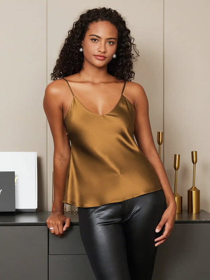 100% Mulberry Silk Spaghetti Strap Basic Camisole Top