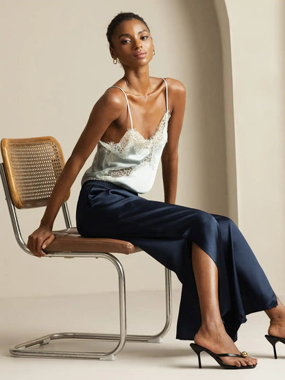 Clearance - Women's 19Momme Silk Wide Leg Split Pants