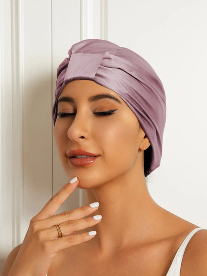 100% Mulberry Silk Sleep Cap Double Layer Night Turban Bonnet