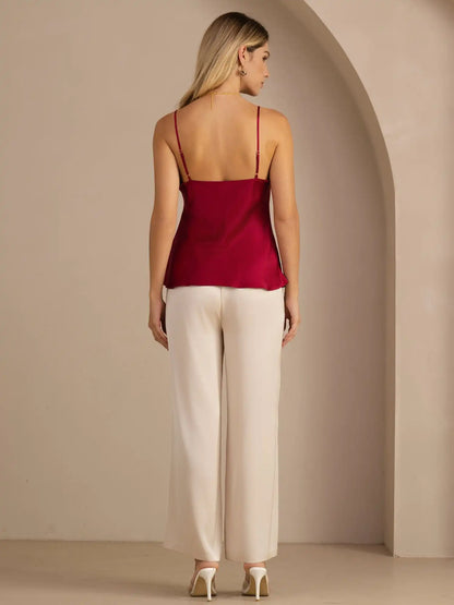 100% Mulberry Silk Women''s Adjustable Spaghetti Strap V Neck Camisole Top