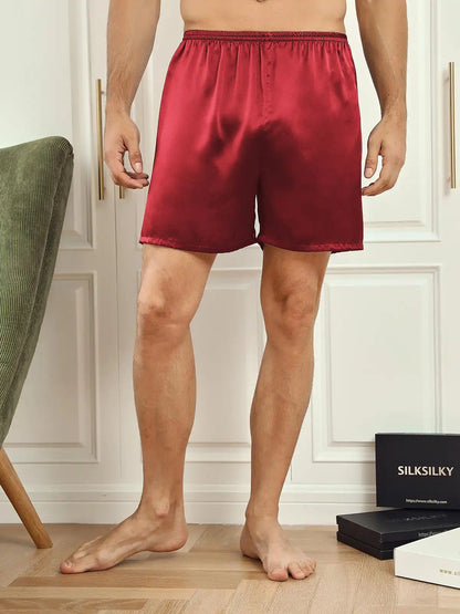 100% Mulberry Silk Men's Lounge Shorts Sleep Bottoms