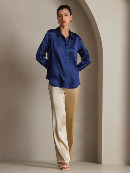Women’s 19 Momme Silk Long Sleeves Button-Up Shirt