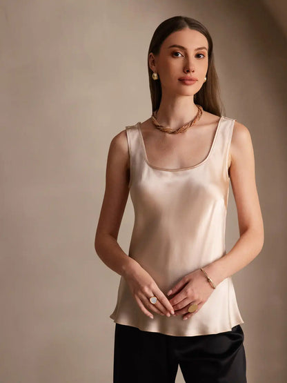 19Momme Silk Sleeveless U Neck Women's Tank Top