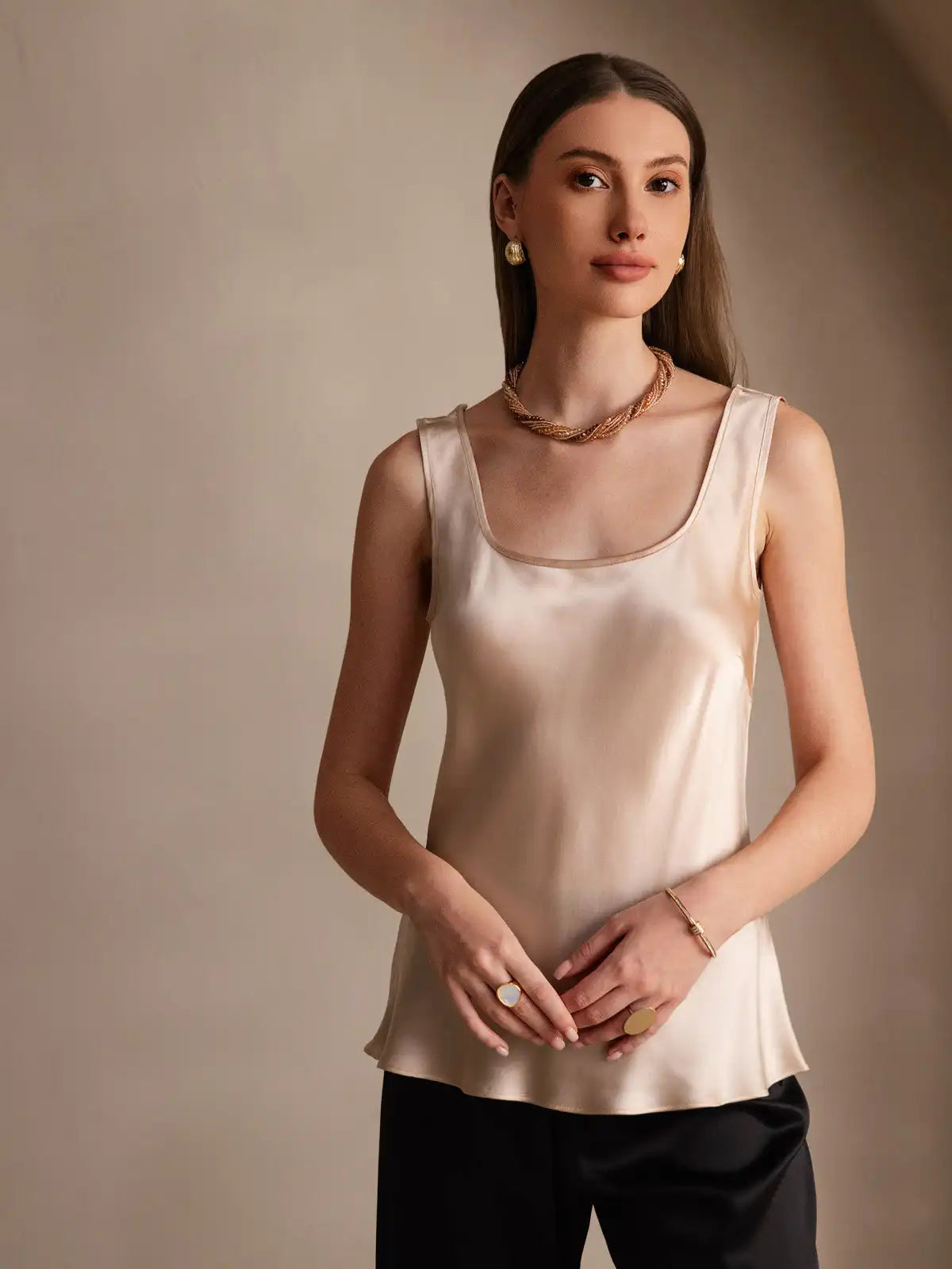 Women's 19Momme Silk Sleeveless U Neck Tank Top